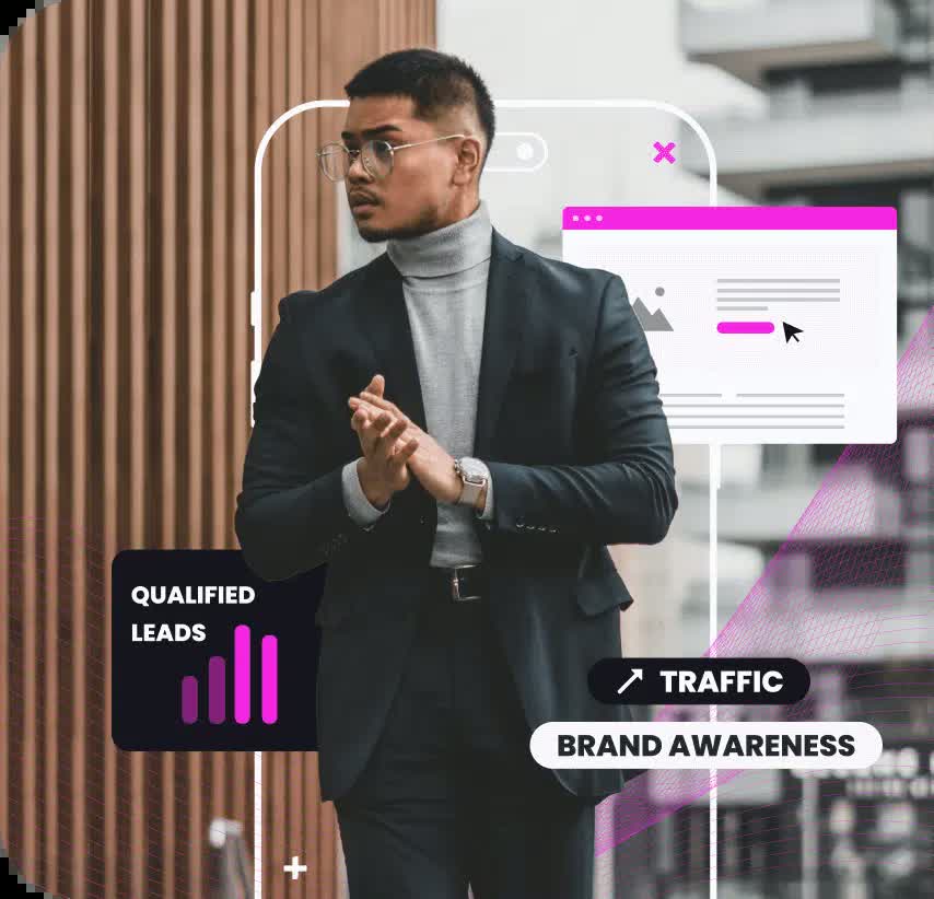 360 degree local SEO strategy illustration with location targeting and growth metrics